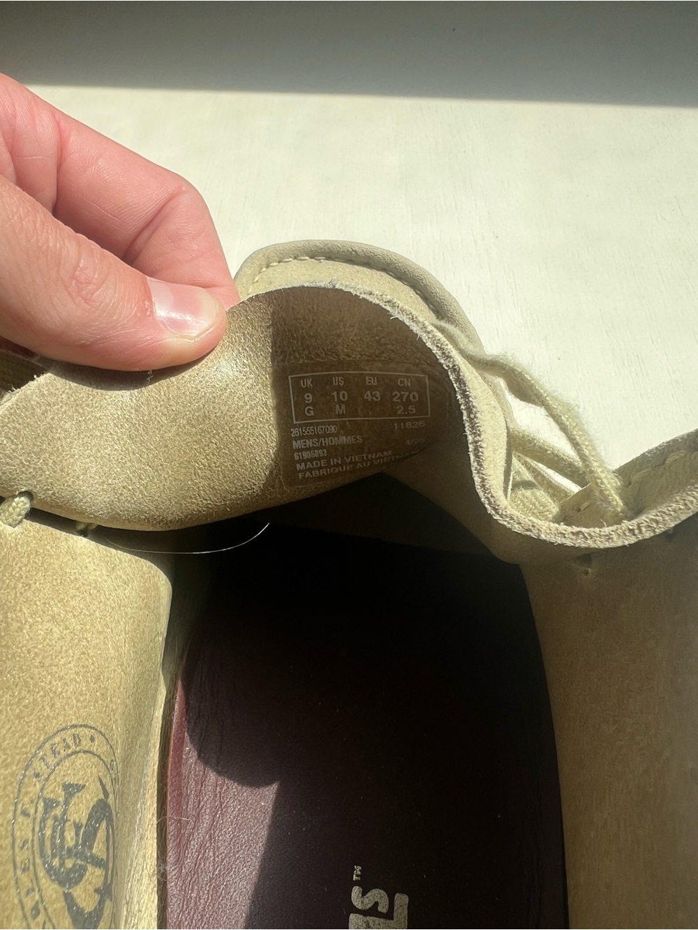 Clarks Wallabee Boots US M 10 Khaki Beige Suede Mid Men's Shoes - Picture 3 of 6